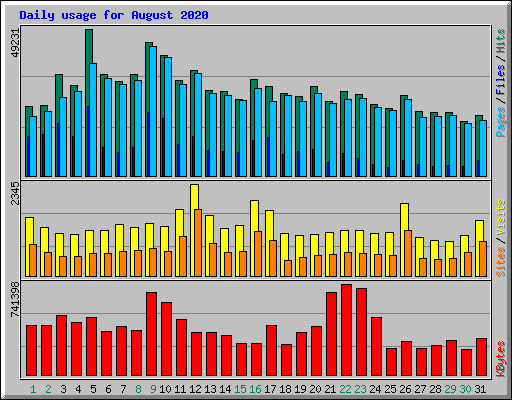 Daily usage for August 2020